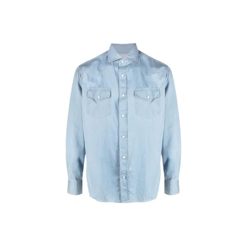 Brunello Cucinelli Shirts Men Light Blue