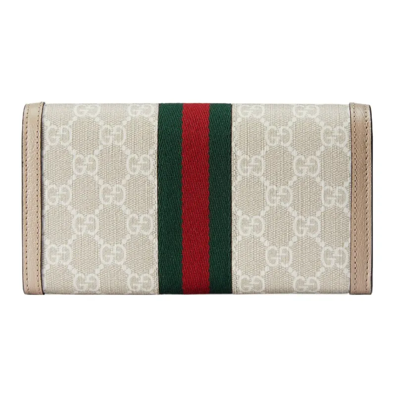 GUCCI Ophidia Canvas With Leather Wallet Women's Beige/White-2