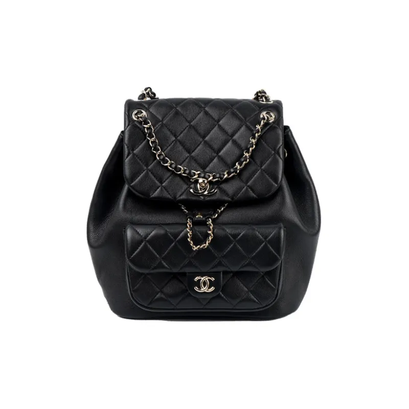 CHANEL Duma Cow Leather Backpack Tubas Women's Black-0