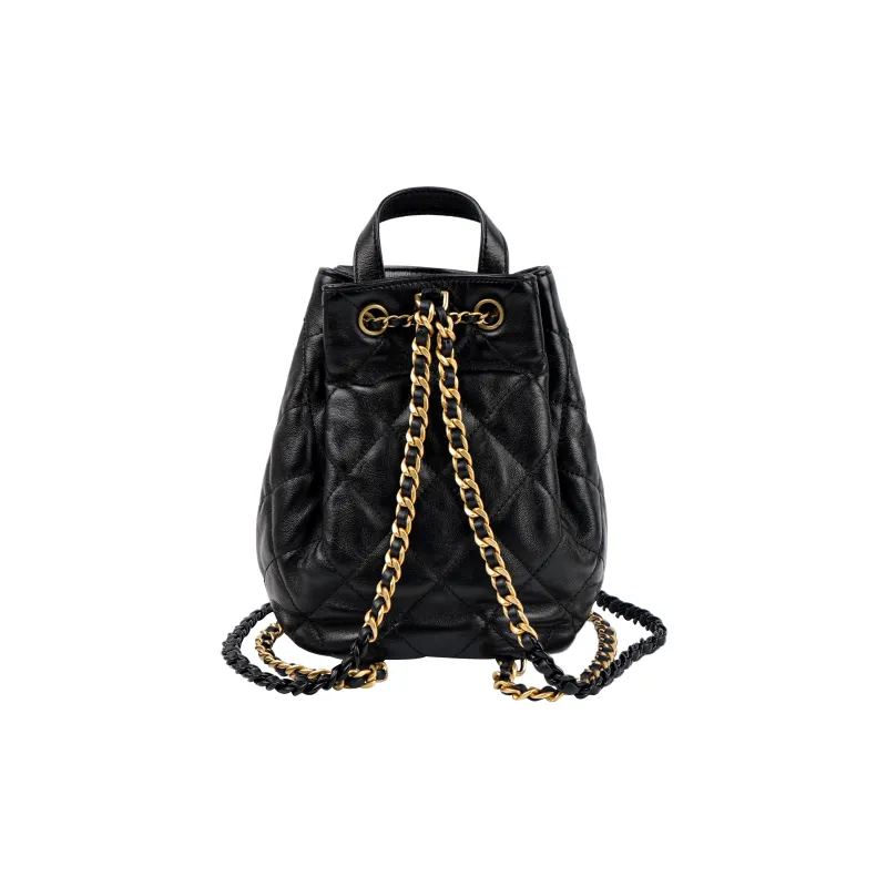 CHANEL Lambskin Bucket Bag Backpack Women's Black-2