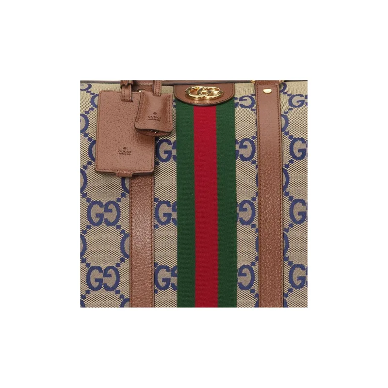 GUCCI Ophidia Canvas With Leather Travel Bag Canvas Bag Shoulder Bag Crossbody Bag Handbag Men's Blue/Brown-7