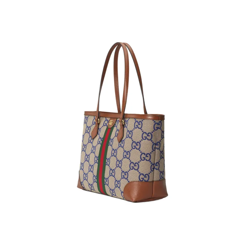 GUCCI Canvas With Leather Tote Bag, Shopping Bag, Canvas Bag, Handbag, Shoulder Bag Women's-1