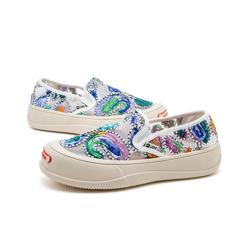 Joy&Mario Breathable Height Increase Low Top Skateboard Shoes Women's Blue-2