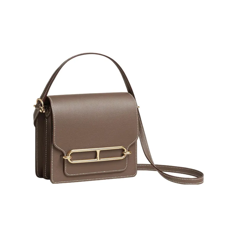 HERMES Roulis Evercolor Calfskin Pig Nose Bag Handbag Shoulder Bag Crossbody Bag Mini Women's 18 Etoupe Elephant Gray-1