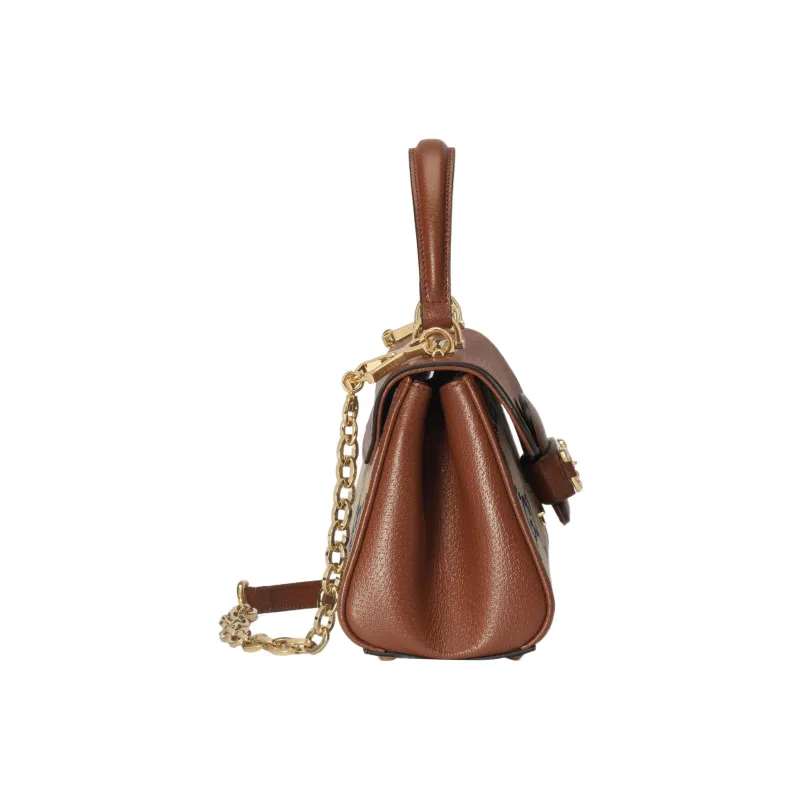 GUCCI Horsebit 1955 Canvas With Leather Shoulder Bag Crossbody Bag Handbag Mini Women's Blue/Brown-4