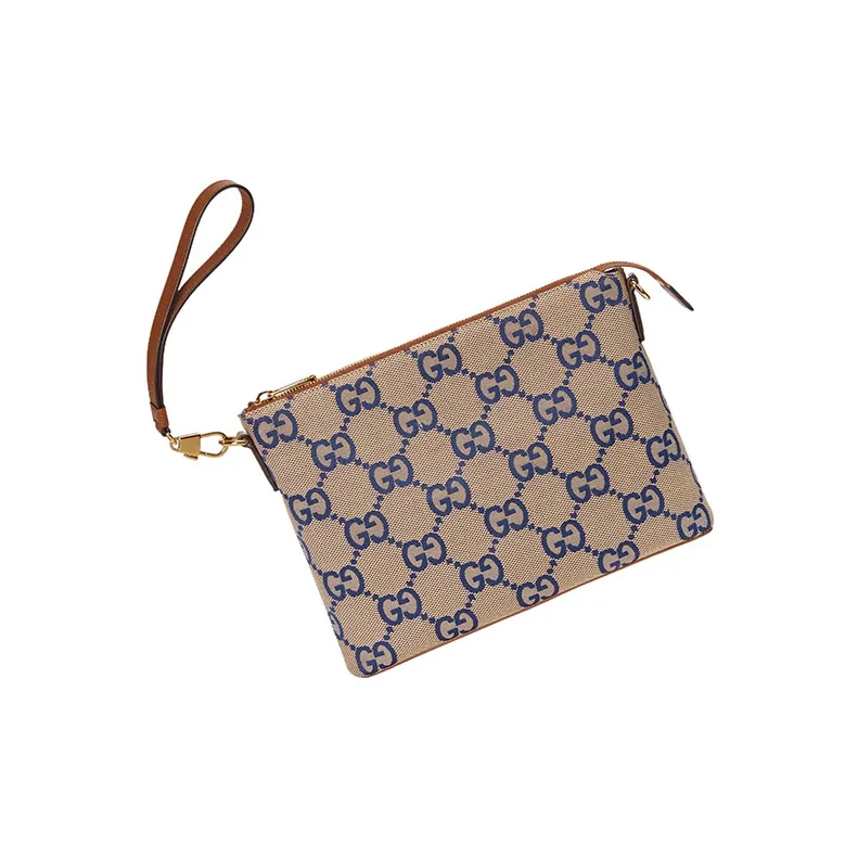 GUCCI Canvas With Leather Messenger Bag Canvas Bag Shoulder Bag Crossbody Bag Men's Brown/Blue-3