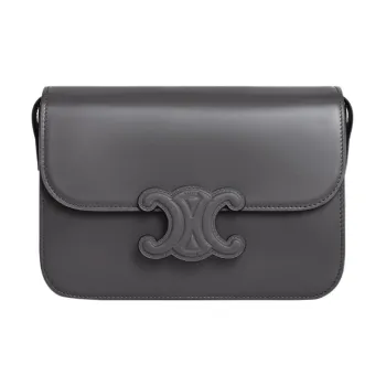 CELINE Triomphe Calfskin Small Square Bag Crossbody Bag Shoulder Bag Women's Dark Gray