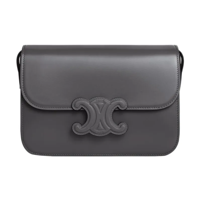 CELINE Triomphe Calfskin Small Square Bag Crossbody Bag Shoulder Bag Women's Dark Gray-0