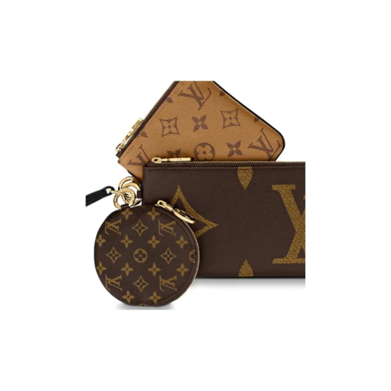 LOUIS VUITTON Trio Pouch Monogram Giant/Reverse/Mini Brown-5