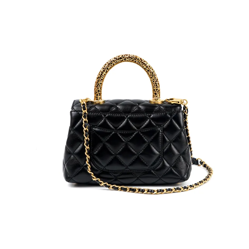 CHANEL 22A Early Autumn Cow Leather Chain Bag Handbag Trumpets Women's Black-1