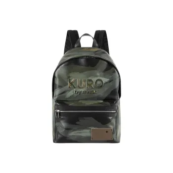EVISU Cow Leather Patchwork Backpack Regular Unisex Army Green