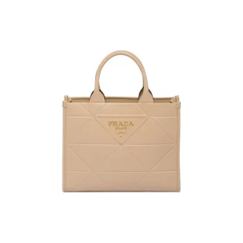PRADA Leather Tote Bag Shopping Bag Shoulder Bag Crossbody Bag Handbag Medium Size Women's Sand
