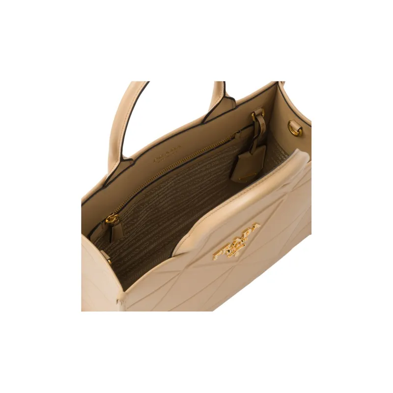 PRADA Leather Tote Bag Shopping Bag Shoulder Bag Crossbody Bag Handbag Medium Size Women's Sand-3
