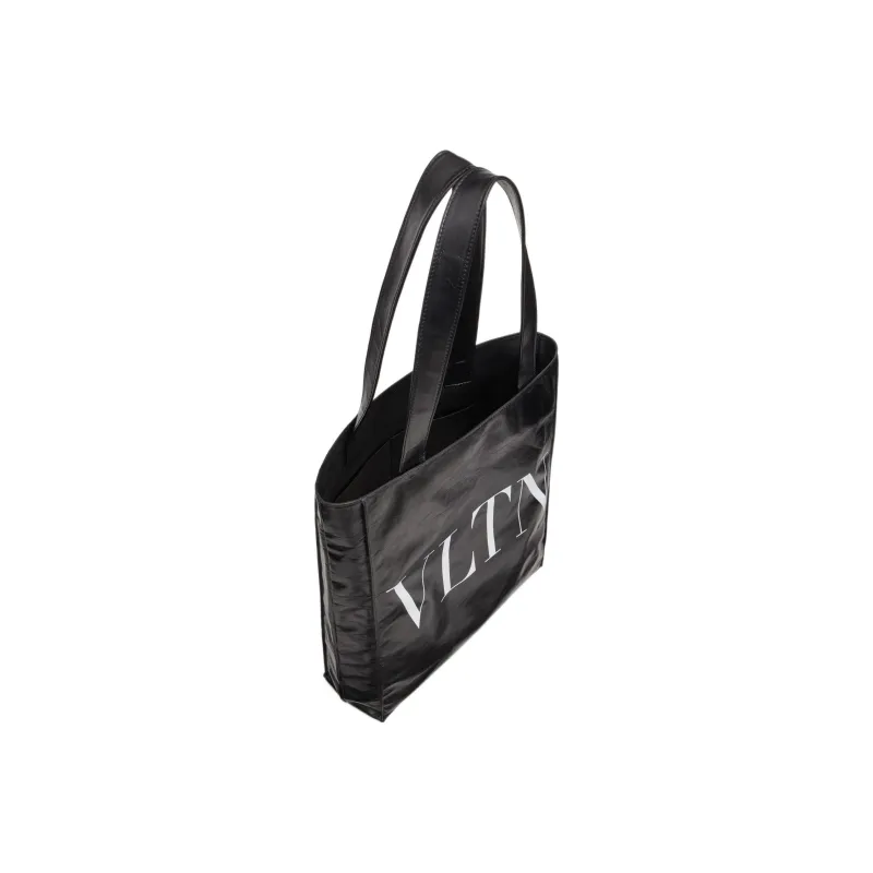 Valentino VLTN Soft Calfskin Tote Bag, Shopping Bag, Shoulder Bag, Handbag Men's Black-4