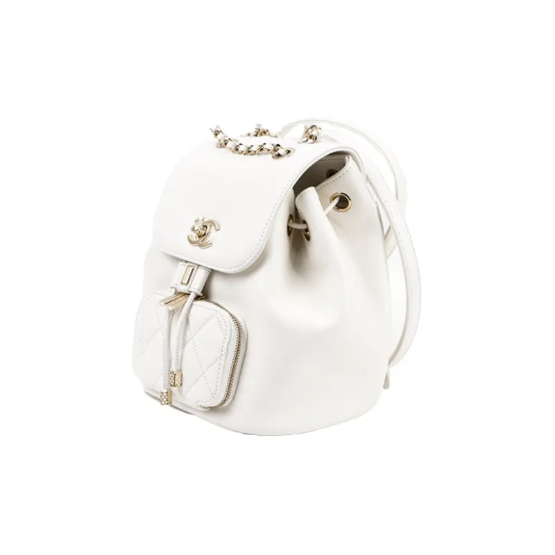 CHANEL Cow Leather Backpack Trumpets Women's White-2
