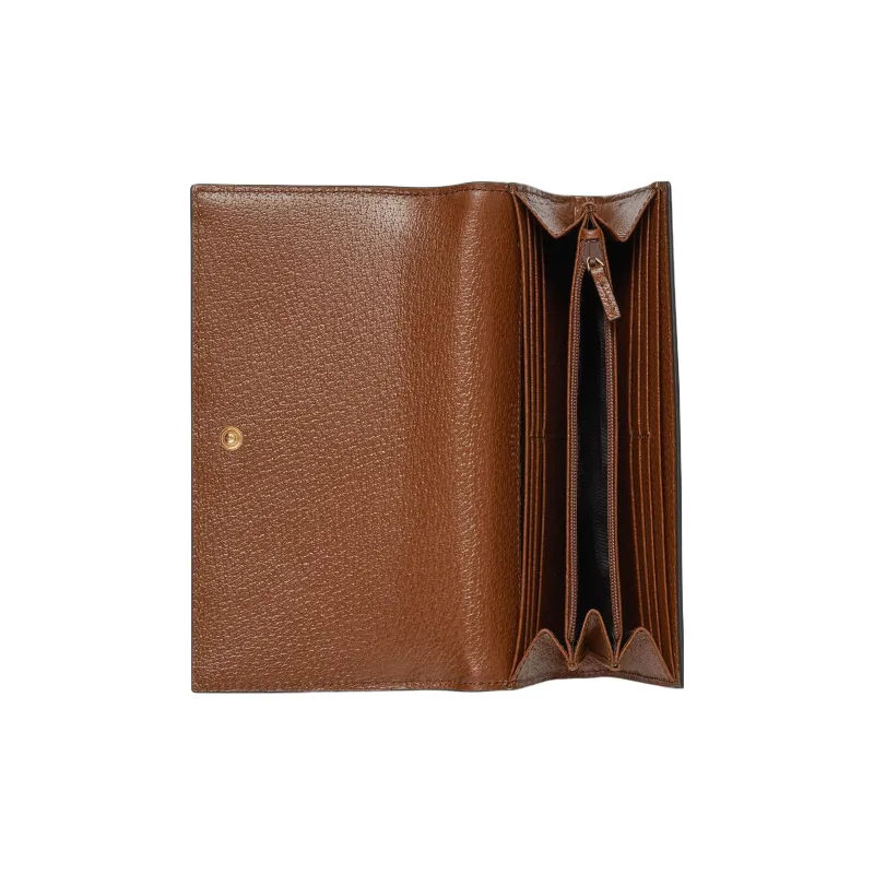 GUCCI Ophidia Canvas With Leather Wallet Women's Blue/Brown-3