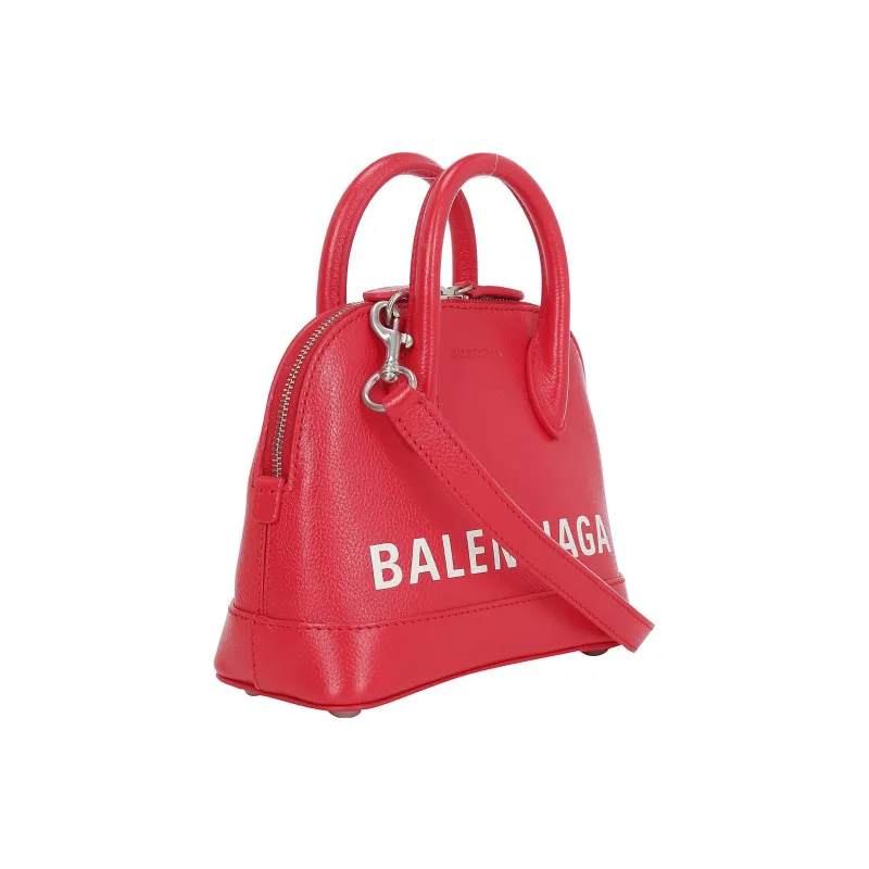 Balenciaga Ville Litchi Cow Leather Shoulder Bag Crossbody Bag Handbag Women's Red-1