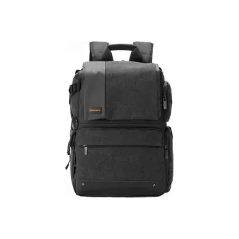 HEAD Cow Leather Camera Bag SLR Camera Backpack Large Size Unisex Black/Dark Gray