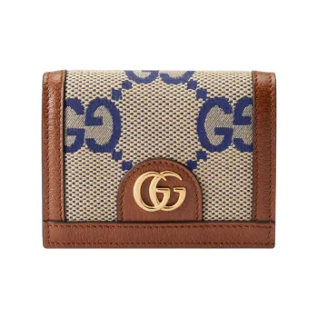 GUCCI Ophidia Canvas With Leather Wallet Women's Blue/Brown