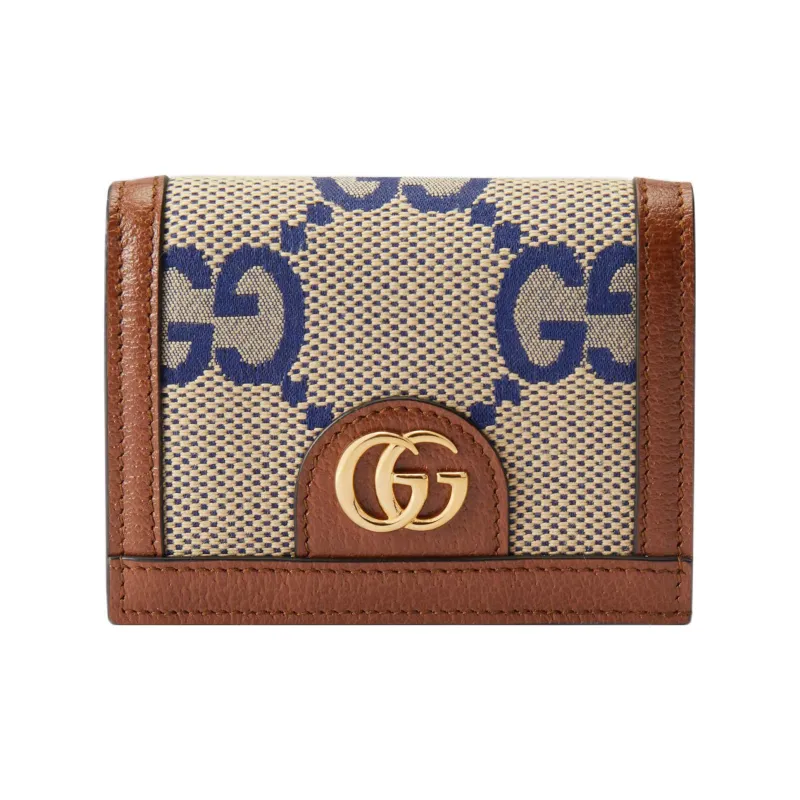 GUCCI Ophidia Canvas With Leather Wallet Women's Blue/Brown-0