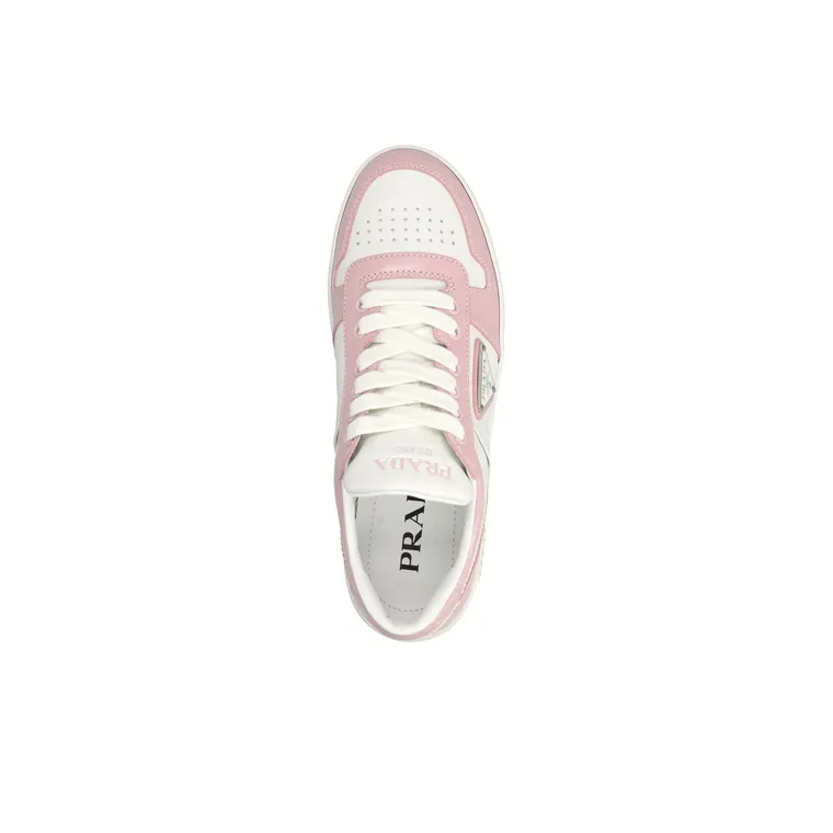 PRADA Downtown Leather Sneakers 'White Pink' Women's-2