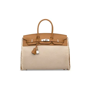 HERMES Birkin Swift Leather With Twill Canvas Birkin Bag Handbags Regular Women's Sand Yellow/Sesame Color