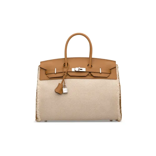 HERMES Birkin Swift Leather With Twill Canvas Birkin Bag Handbags Regular Women's Sand Yellow/Sesame Color