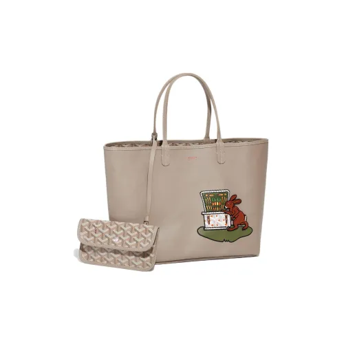 GOYARD Anjou Calfskin With Canvas Tote Bag Shopping Bag Handbag Small Size Women's Orange