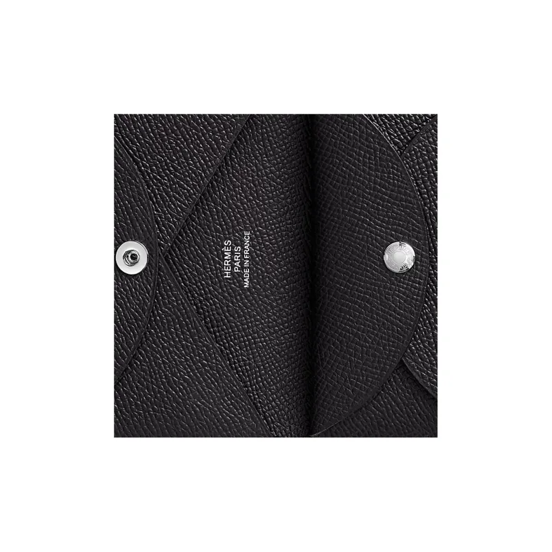 HERMES Calvi Epsom Calfskin Wallets Card Holders Unisex 88 Graphite Graphite Gray-2