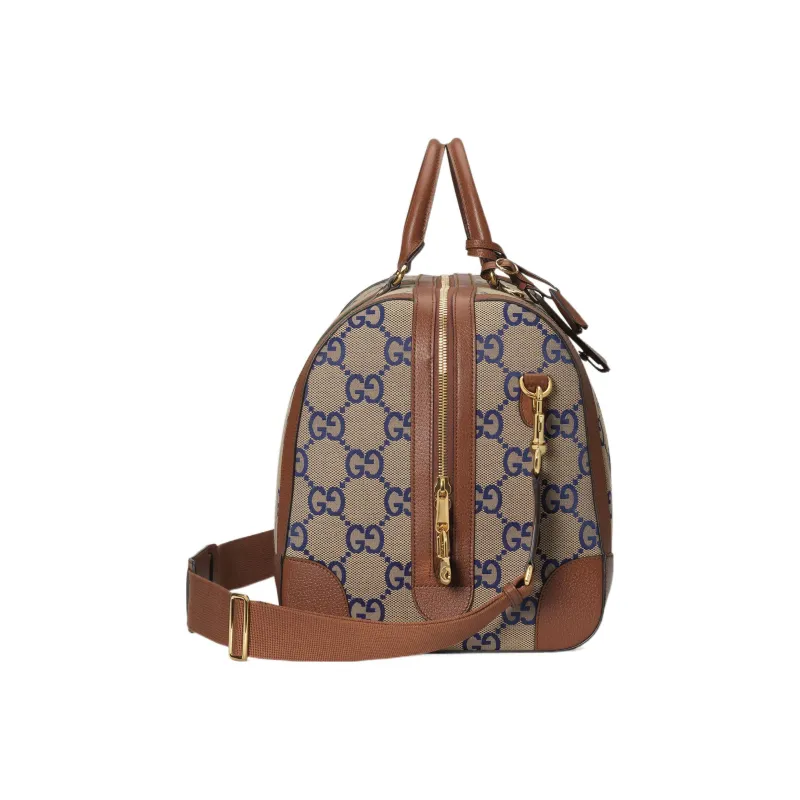 GUCCI Ophidia Canvas With Leather Travel Bag Canvas Bag Shoulder Bag Crossbody Bag Handbag Men's Blue/Brown-3