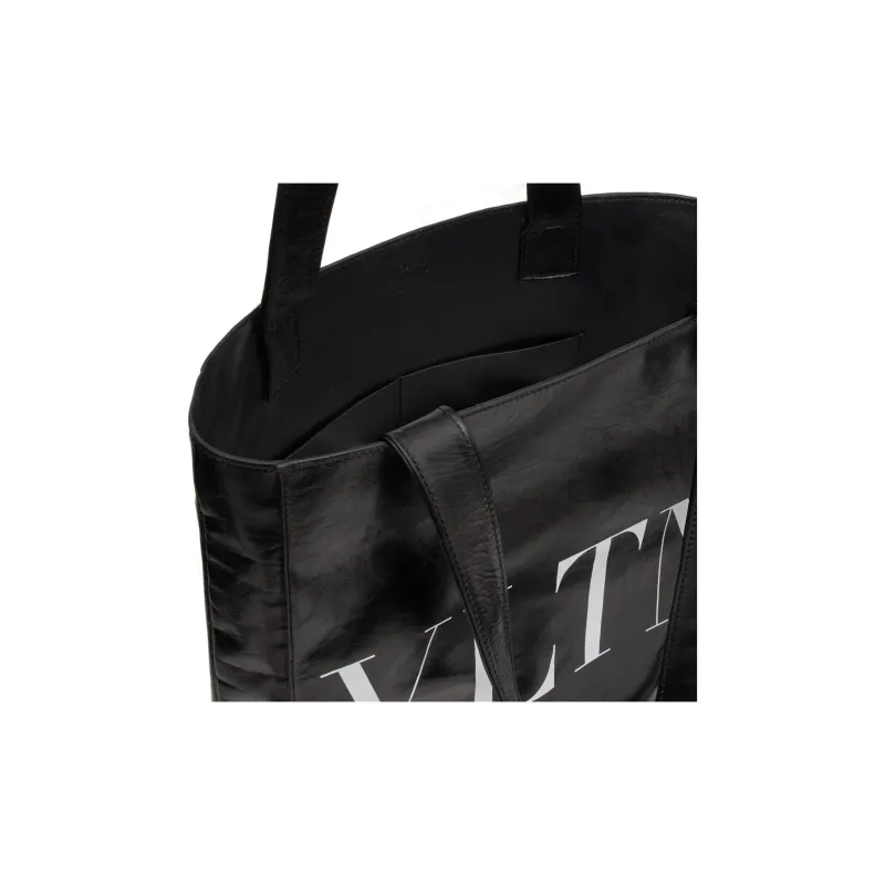 Valentino VLTN Soft Calfskin Tote Bag, Shopping Bag, Shoulder Bag, Handbag Men's Black-5