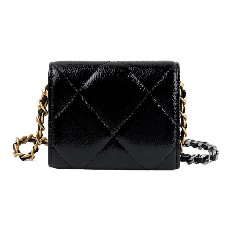 CHANEL 19Bag Goatskin Glossy Leather Shoulder Bag, Crossbody Bag Women's Black-2