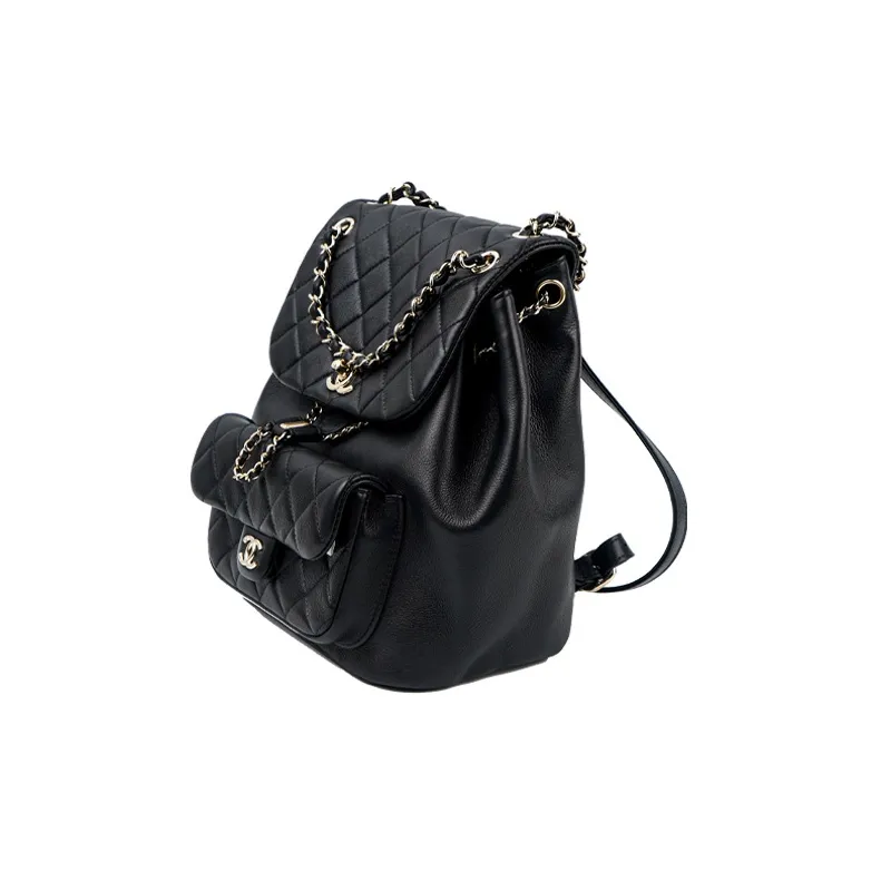 CHANEL Duma Cow Leather Backpack Tubas Women's Black-1