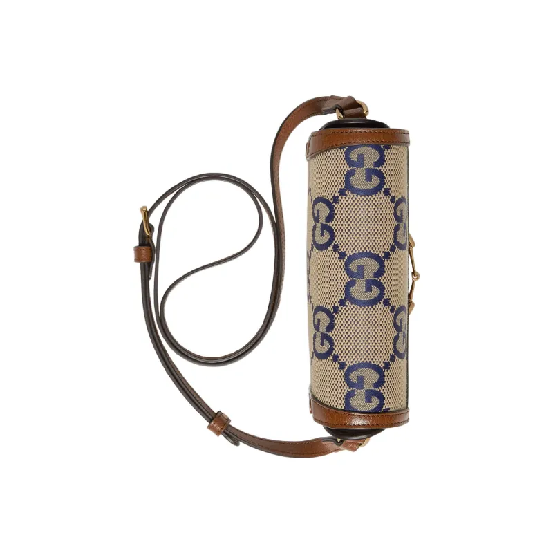 GUCCI Horsebit 1955 Canvas With Leather Canvas Bag Box Bag Shoulder Bag Crossbody Bag Mini Women's Brown/Blue-4