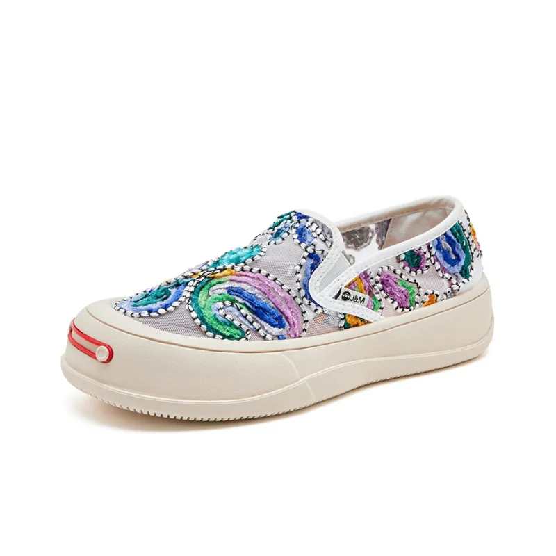Joy&Mario Breathable Height Increase Low Top Skateboard Shoes Women's Blue-1