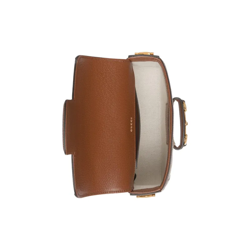 GUCCI Horsebit 1955 Canvas With Leather Canvas Bag, Shoulder Bag, Crossbody Bag Women's Blue/Brown-6