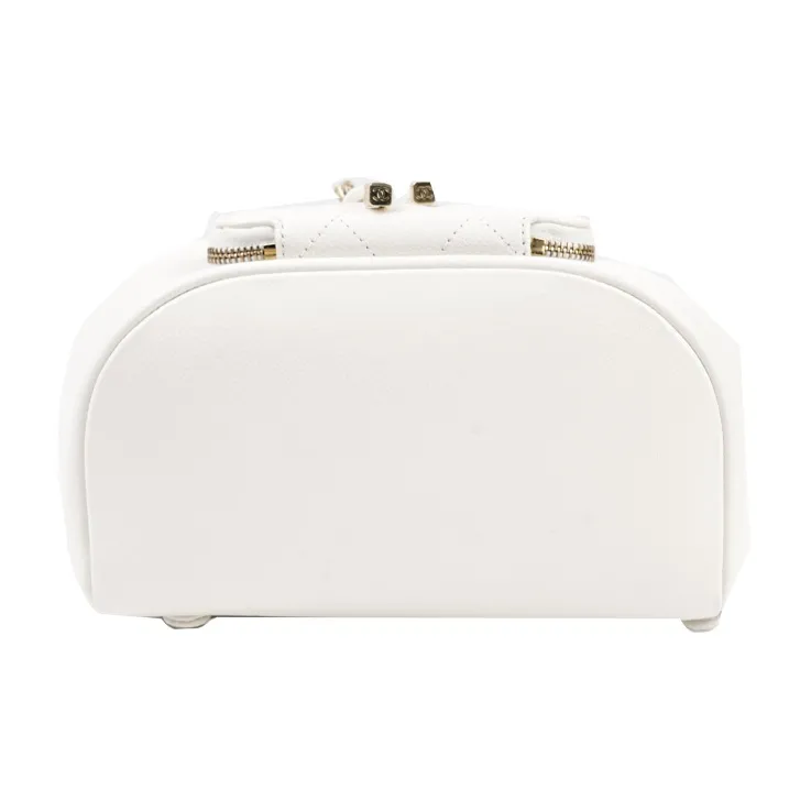 CHANEL Cow Leather Backpack Trumpets Women's White-3