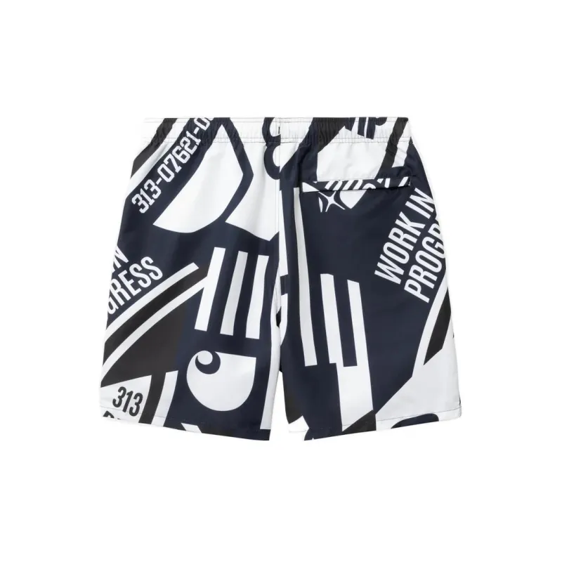 Carhartt WIP Casual Shorts Unisex Blue With White Lettering-1