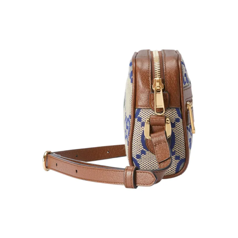 GUCCI Ophidia Canvas With Leather Camera Bag Shoulder Bag Crossbody Bag Mini Women's Blue/Brown-4