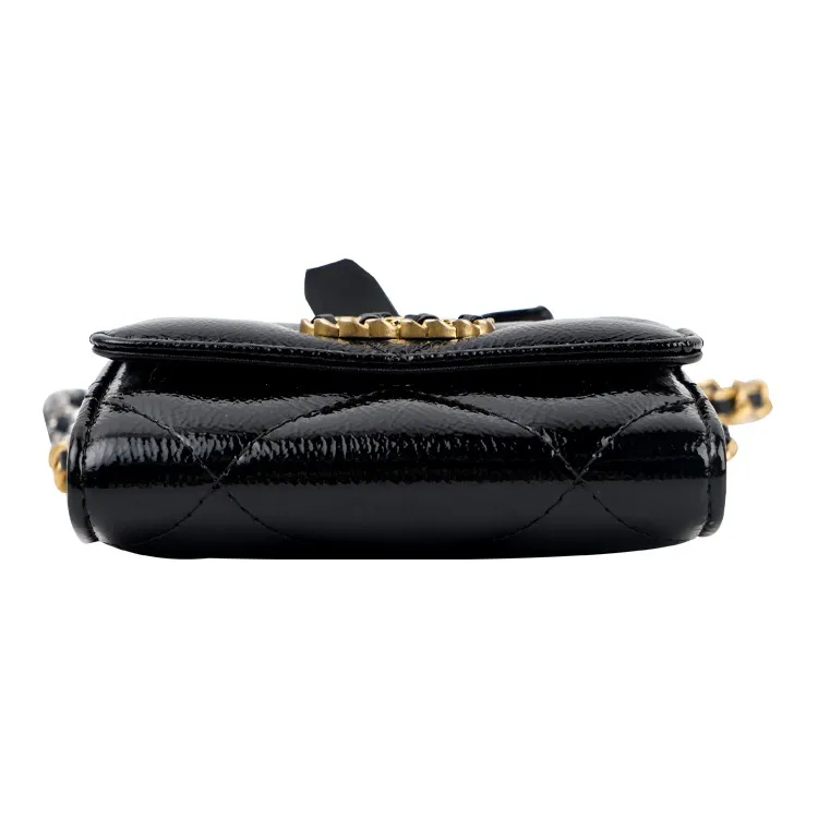 CHANEL 19Bag Goatskin Glossy Leather Shoulder Bag, Crossbody Bag Women's Black-3