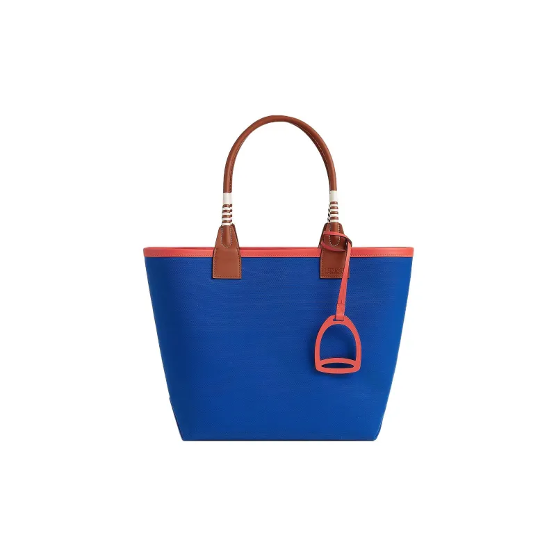HERMES Steeple Canvas With Swift Calfskin Canvas Bag Handbags Regular Women's Billiard Blue/Copper Red/Orange Red-0