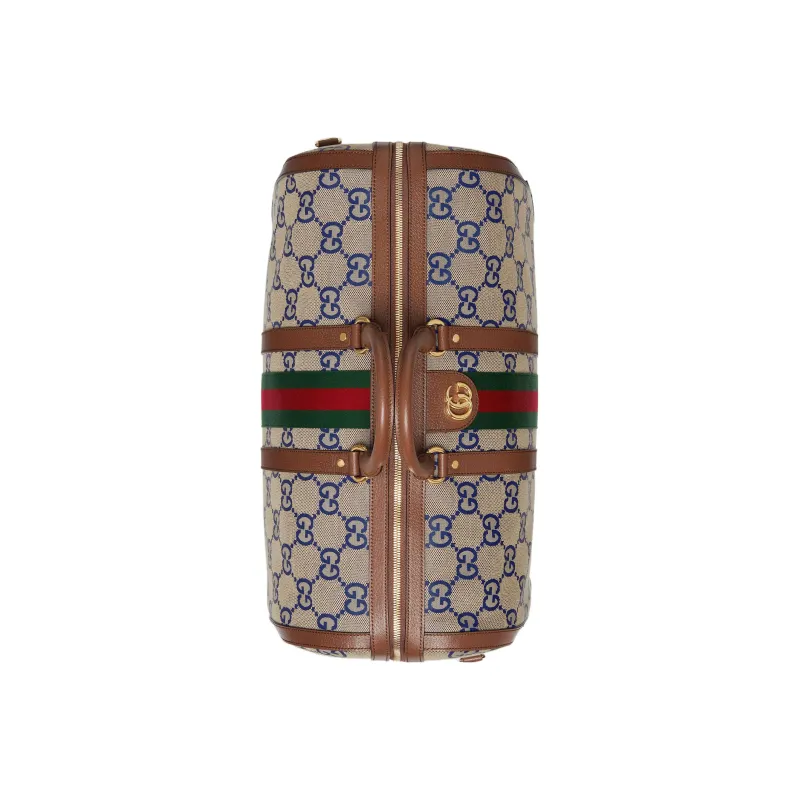 GUCCI Ophidia Canvas With Leather Travel Bag Canvas Bag Shoulder Bag Crossbody Bag Handbag Men's Blue/Brown-4
