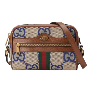 GUCCI Ophidia Canvas With Leather Camera Bag Shoulder Bag Crossbody Bag Mini Women's Blue/Brown