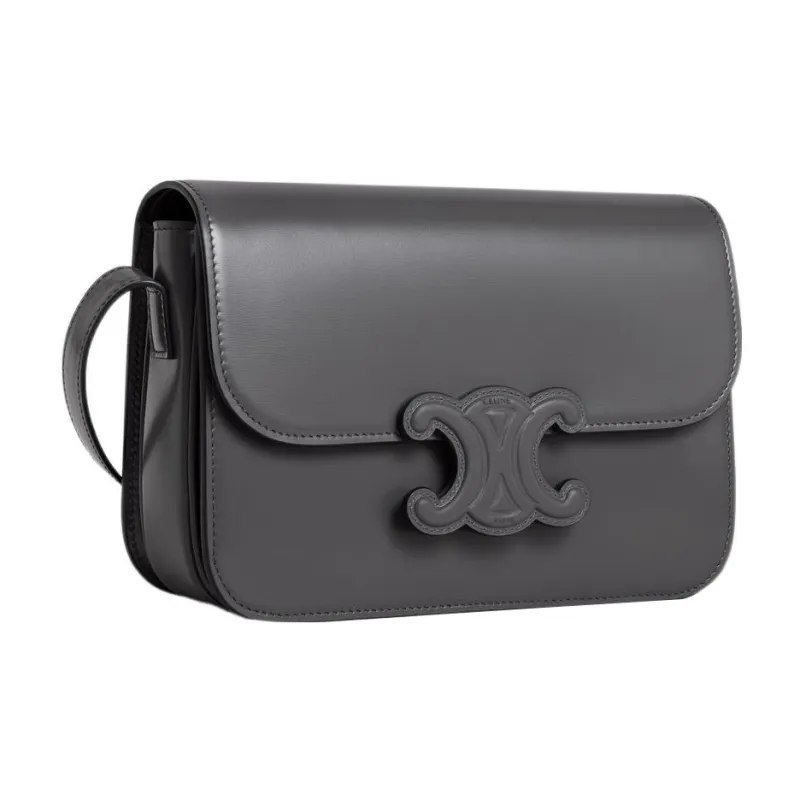 CELINE Triomphe Calfskin Small Square Bag Crossbody Bag Shoulder Bag Women's Dark Gray-2
