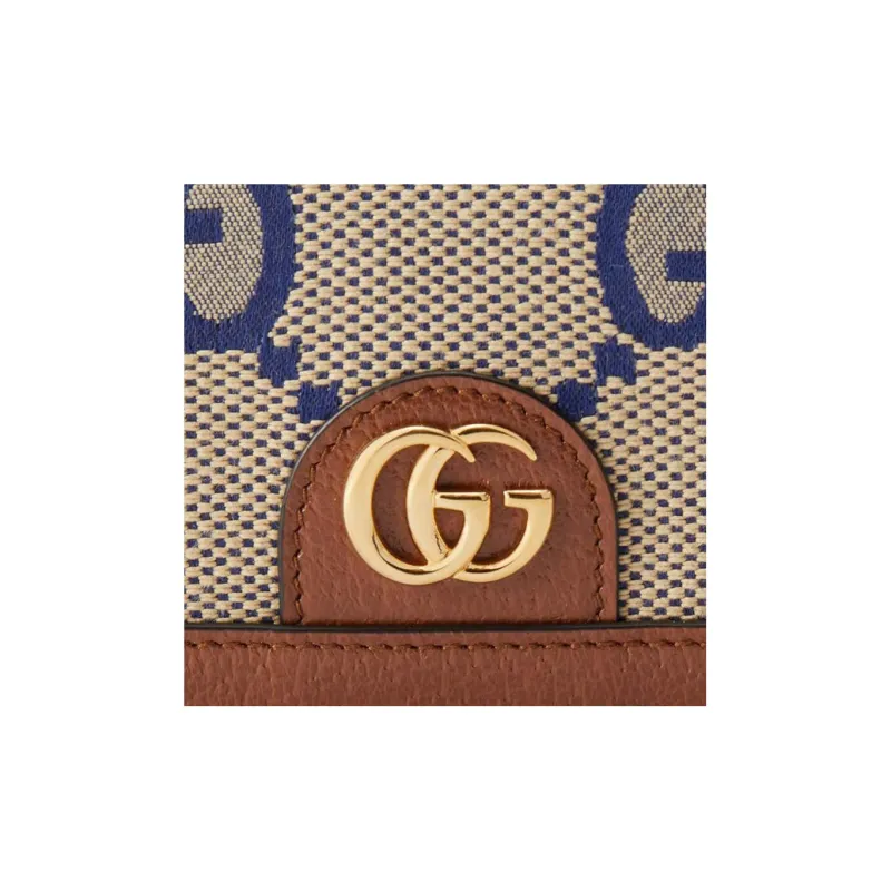 GUCCI Ophidia Canvas With Leather Wallet Women's Blue/Brown-6