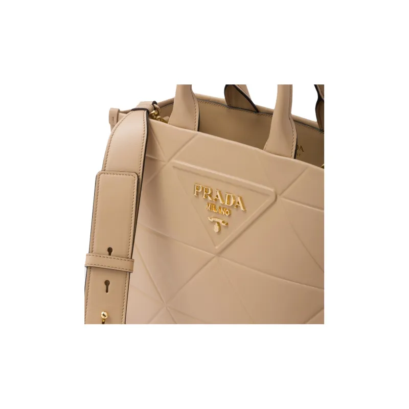 PRADA Leather Tote Bag Shopping Bag Shoulder Bag Crossbody Bag Handbag Medium Size Women's Sand-4