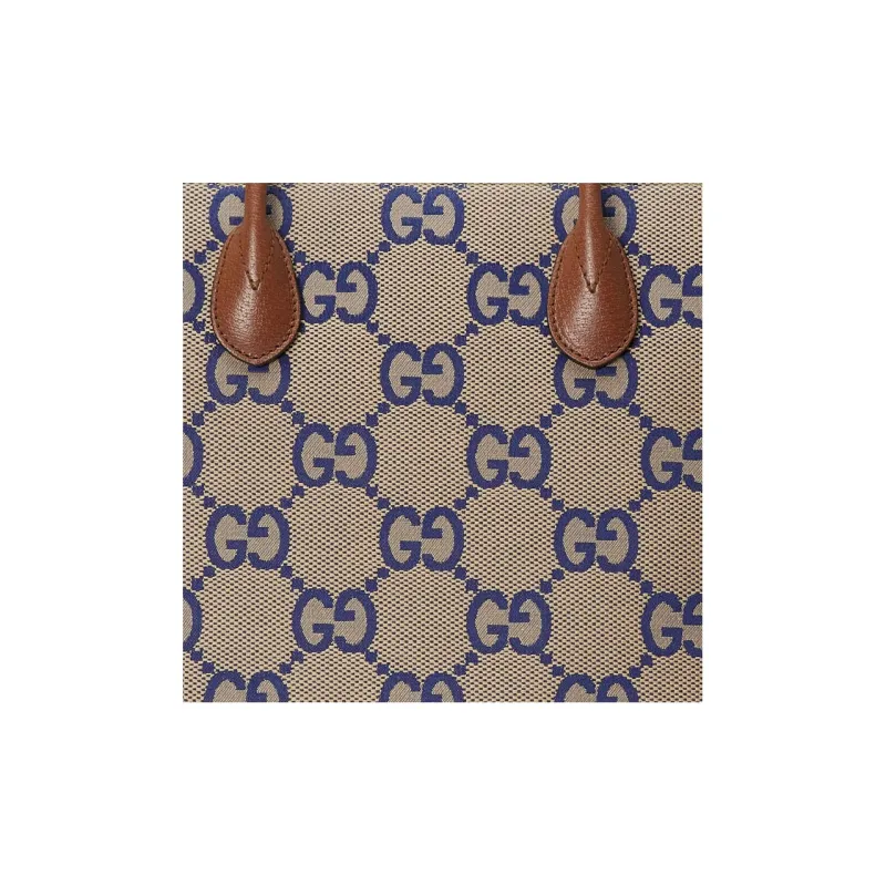 GUCCI Canvas Tote Bag Shopping Bag Canvas Bag Shoulder Bag Crossbody Bag Handbag Women's Brown/Blue-5