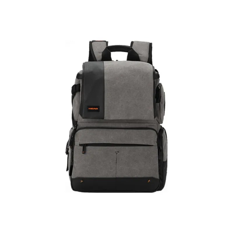 HEAD Cow Leather Camera Bag SLR Camera Backpack Large Size Unisex Black/Dark Gray-5
