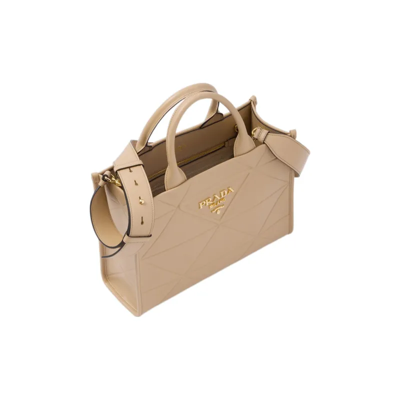 PRADA Leather Tote Bag Shopping Bag Shoulder Bag Crossbody Bag Handbag Medium Size Women's Sand-2