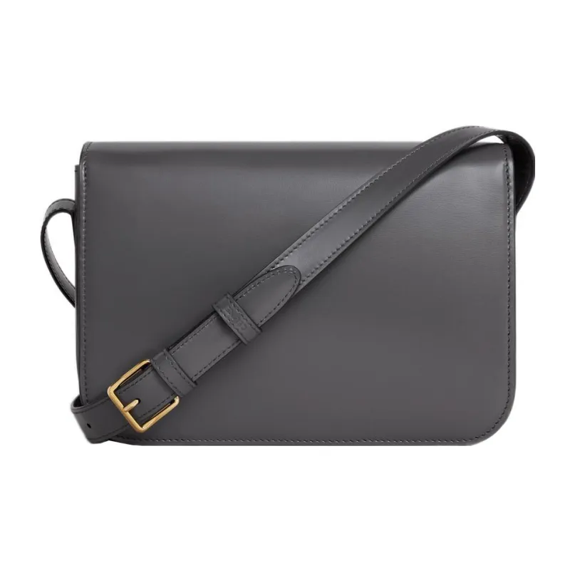 CELINE Triomphe Calfskin Small Square Bag Crossbody Bag Shoulder Bag Women's Dark Gray-1